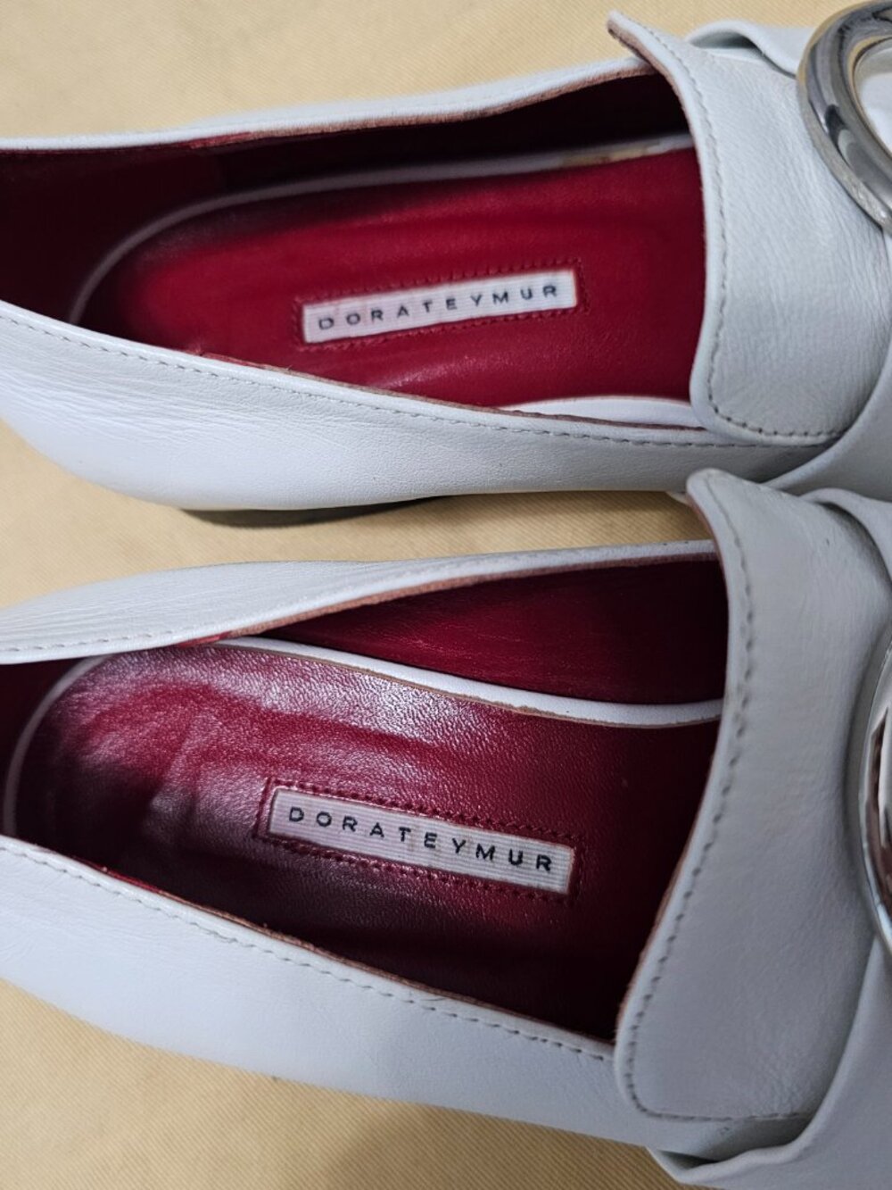Dorateymur Harput White Leather Loafers with Silver-Tone Ring - Women's Size 6 - Picture 7 of 8